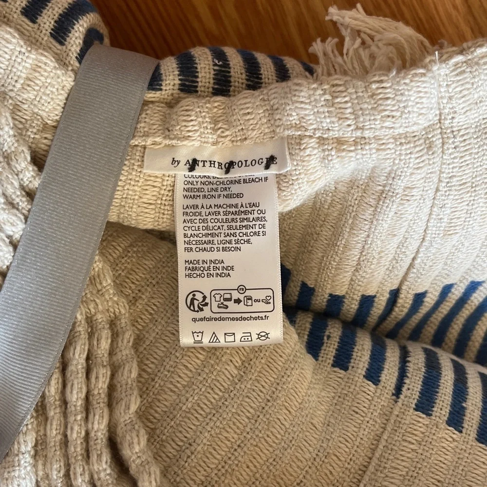 Anthropologie Pieced Stripe Cotton Blend Woven Set of Curtains, 50 x 63, NWT